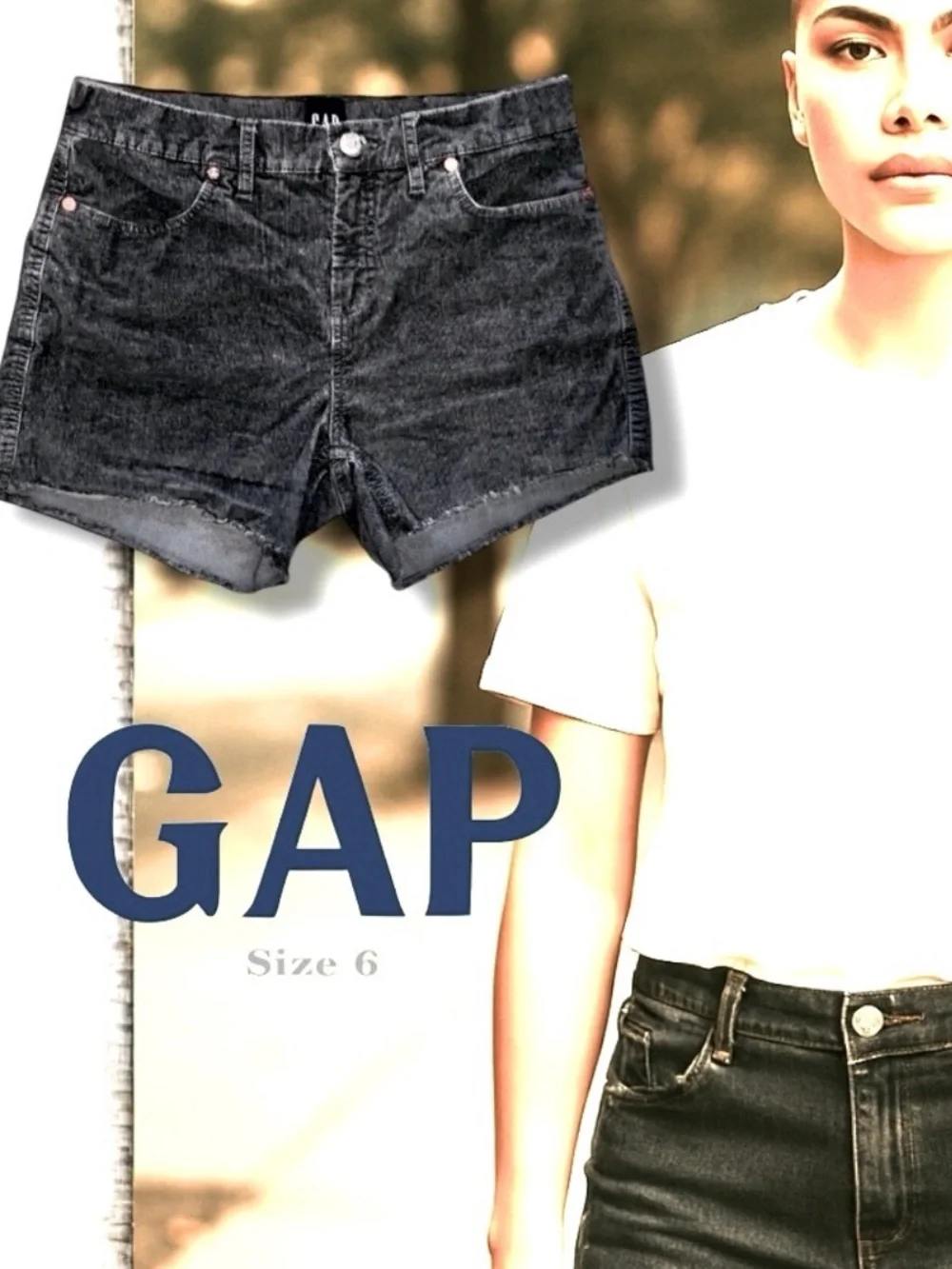 GAP Shorts Gray Corduroy Cut Offs Frayed Raw Hem Casual Vacation Summer Size 6 🍭